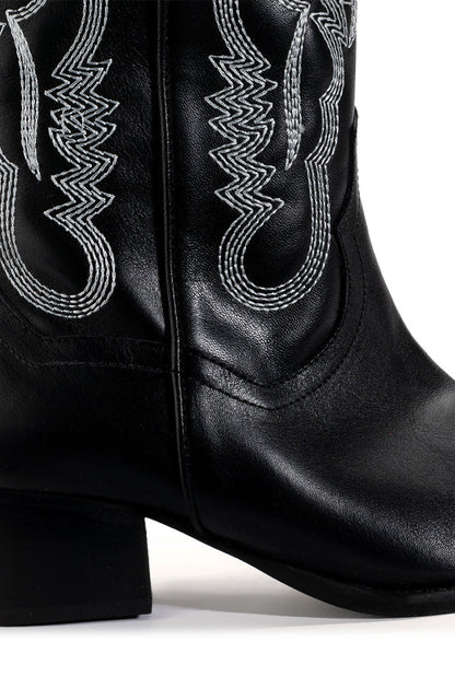 IGGY METALLIC WESTERN STYLE BELOW THE KNEE BOOT IN BLACKWHITE
