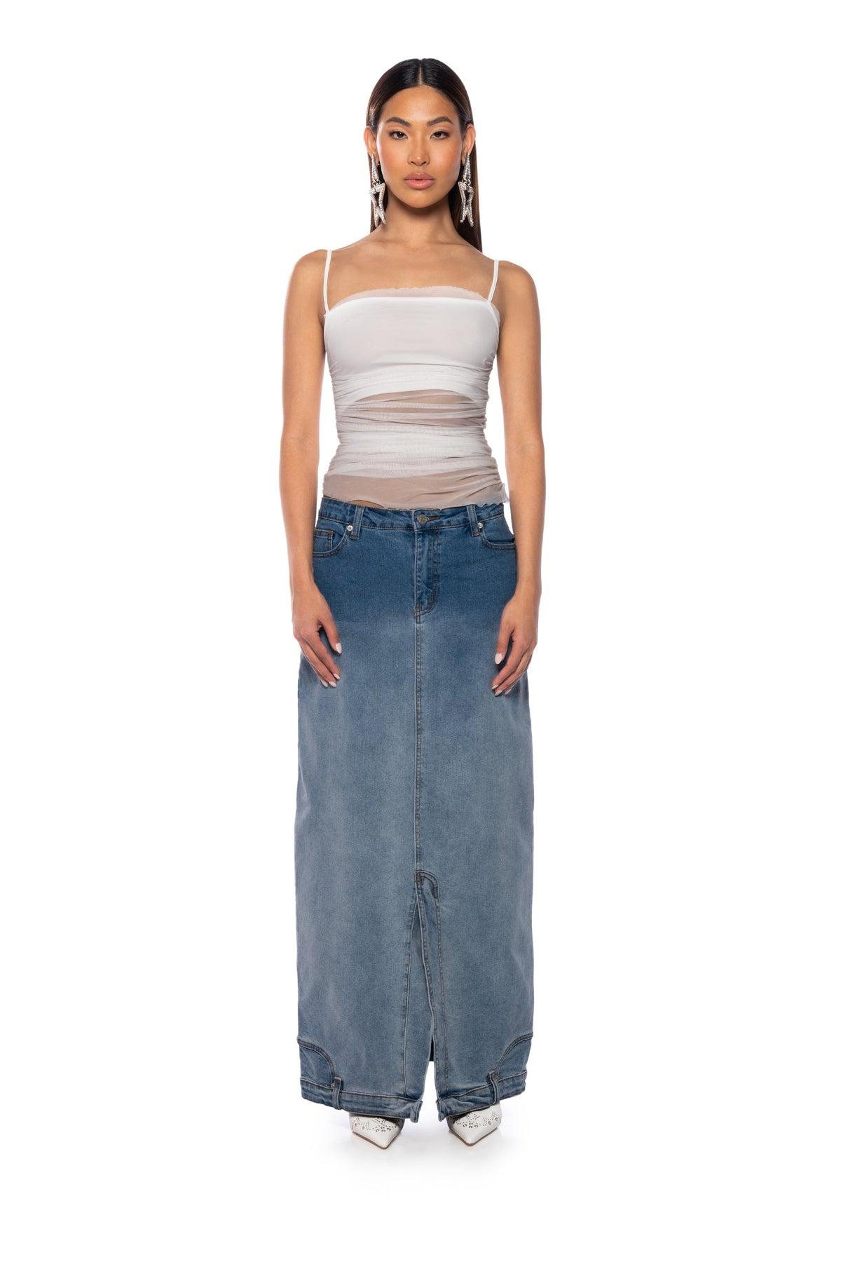 IMOGEN SQUARE NECK MESH TANK TOP