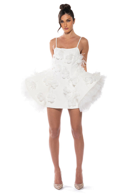 IN BLOOM FLARED MINI DRESS