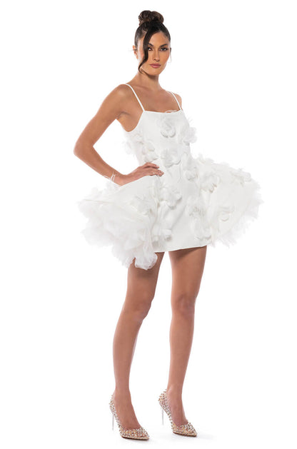 IN BLOOM FLARED MINI DRESS