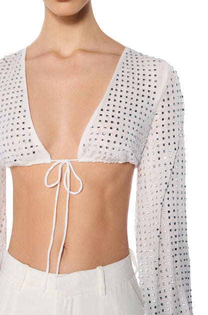 IN THE GROOVE TIE FRONT RHINESTONE TOP