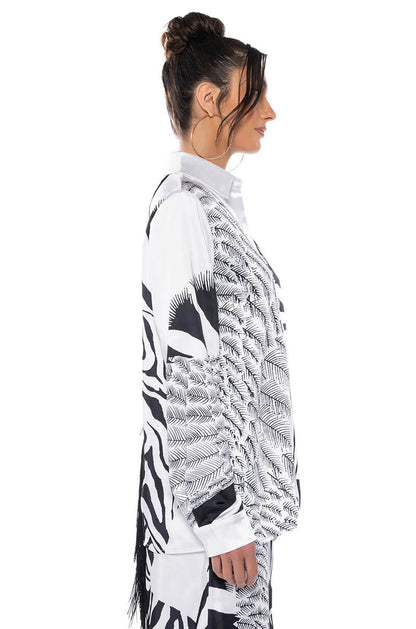 INTO THE NIGHT SATIN BUTTONDOWN