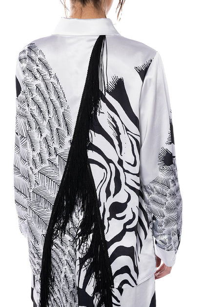INTO THE NIGHT SATIN BUTTONDOWN