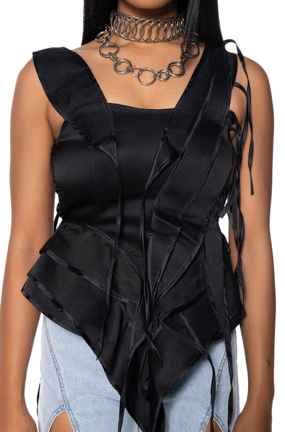 INTO THE NIGHT SATIN EFFECT SLEEVELESS BLOUSE