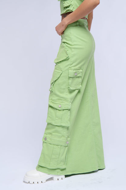 KIERAN DENIM CARGO MAXI SKIRT