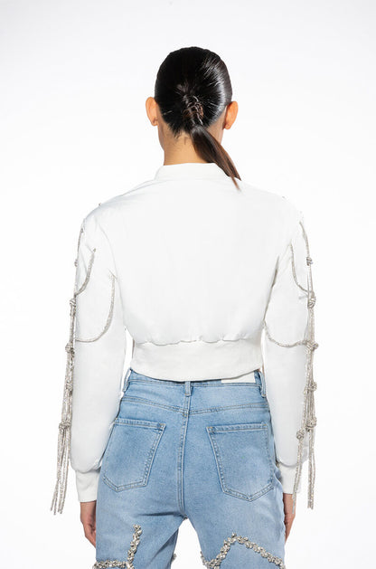 KYLER CROP BOMBER WITH DIAMOND ROPE