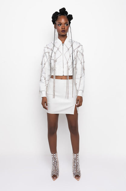 KYLER CROP BOMBER WITH DIAMOND ROPE