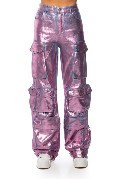 LA ISLA METALLIC CARGO JEANS