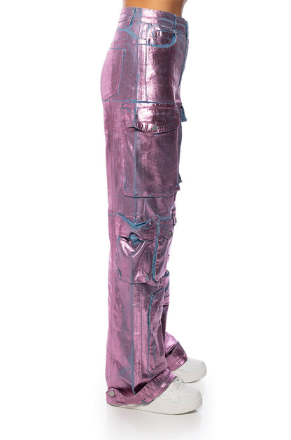 LA ISLA METALLIC CARGO JEANS