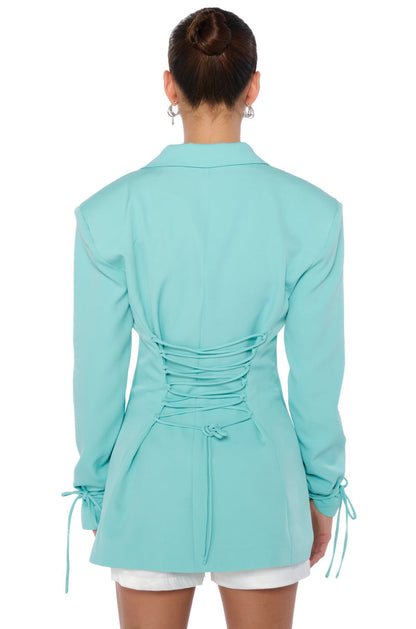 LACED TEAL FITTED BLAZER