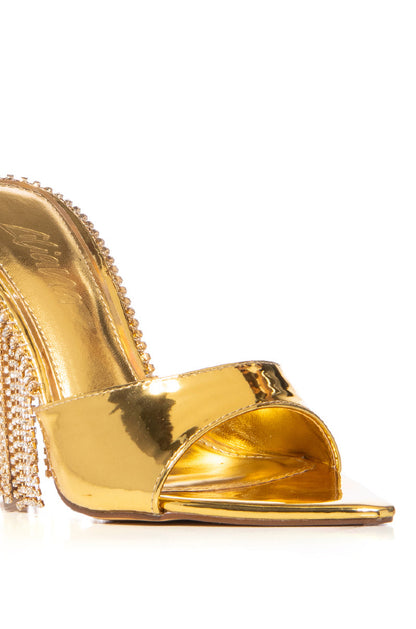 LAURENT GOLD DIAMOND DRIP HEEL SANDAL