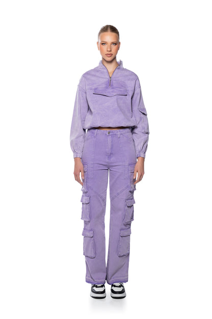 LAVENDAR DREAMS COLLARED OVERSIZED SWEATSHIRT
