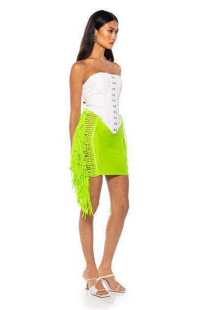 LAYLA SIDE FRINGE MINI SKIRT