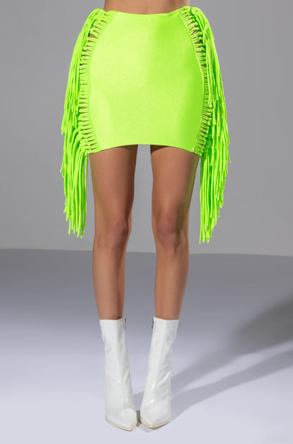 LAYLA SIDE FRINGE MINI SKIRT