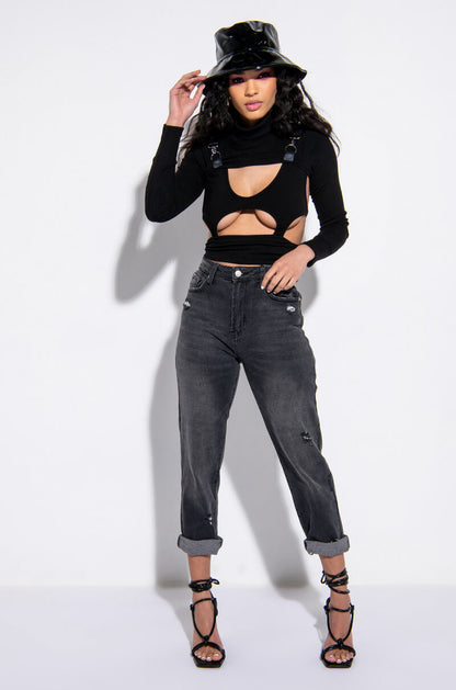 LEGEND HAS IT HIGH RISE DISTRESSED RELAXED FIT JEANS