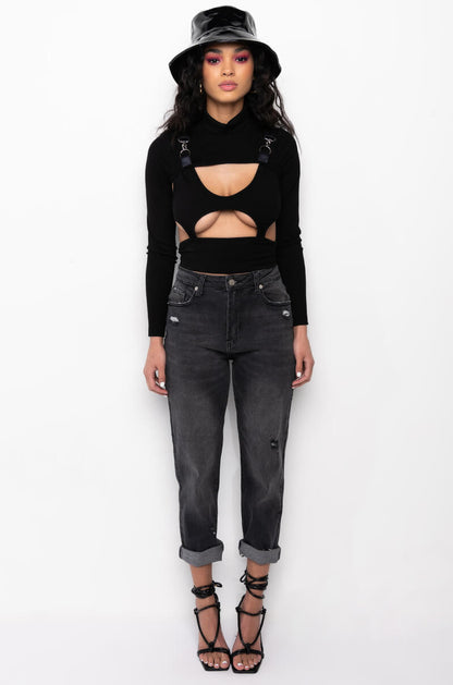 LEGEND HAS IT HIGH RISE DISTRESSED RELAXED FIT JEANS