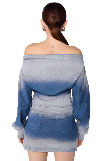 LEONA OMBRE OFF THE SHOULDER SWEATSHIRT