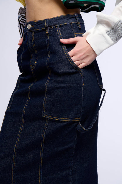 LET IT GO DENIM MAXI SKIRT