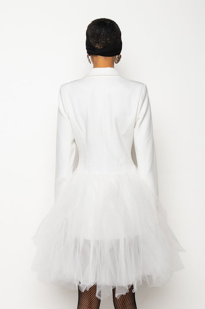 LIKEWISE BLAZER DRESS WITH TULLE SKIRT