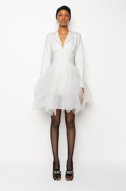 LIKEWISE BLAZER DRESS WITH TULLE SKIRT