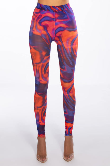 LILA MESH PATTERNED TOP AND LEGGING SET