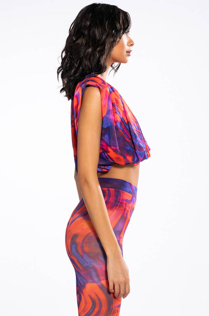 LILA MESH PATTERNED TOP AND LEGGING SET