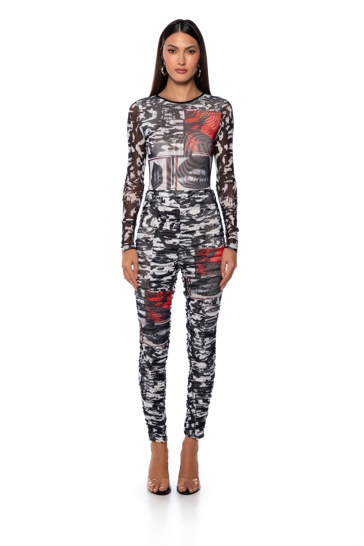 LIPS ARE SEALED RUCHED MESH LEGGING