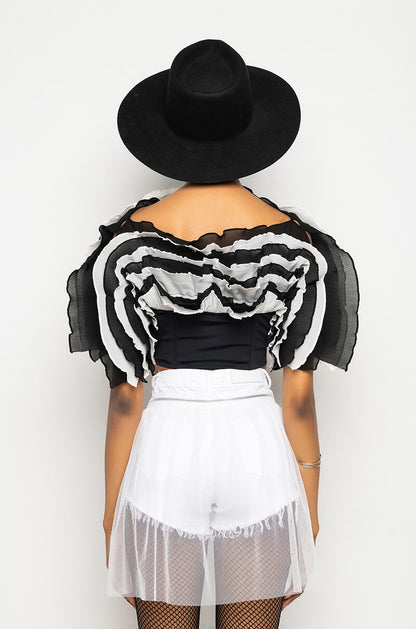 LIVE FOR THE DRAMA RUFFLE BUSTIER