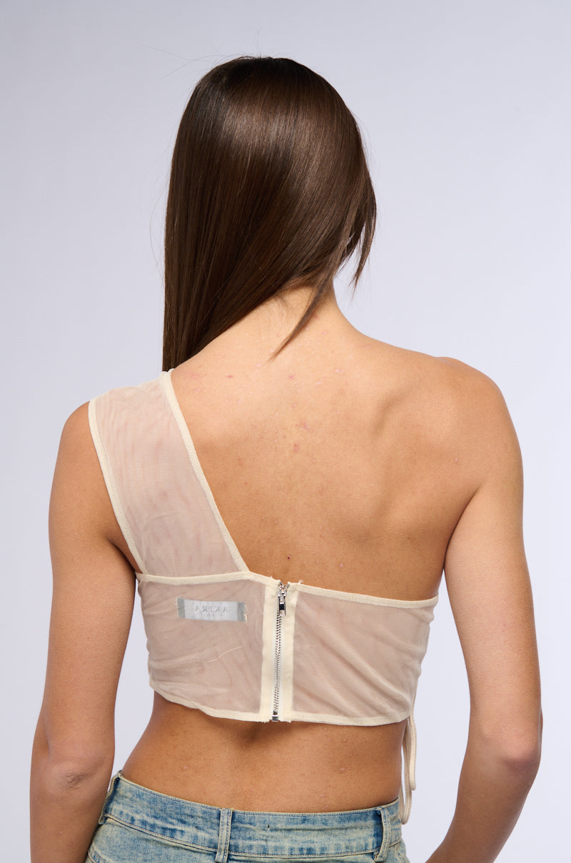 LOLA SWIRLED DETAIL ONE SHOULDER TOP