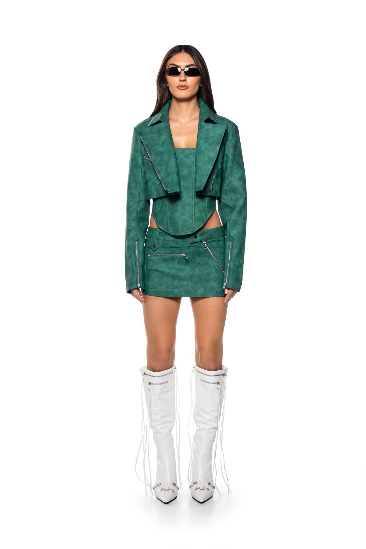 LUCKY ME MOTO FAUX LEATHER SKIRT