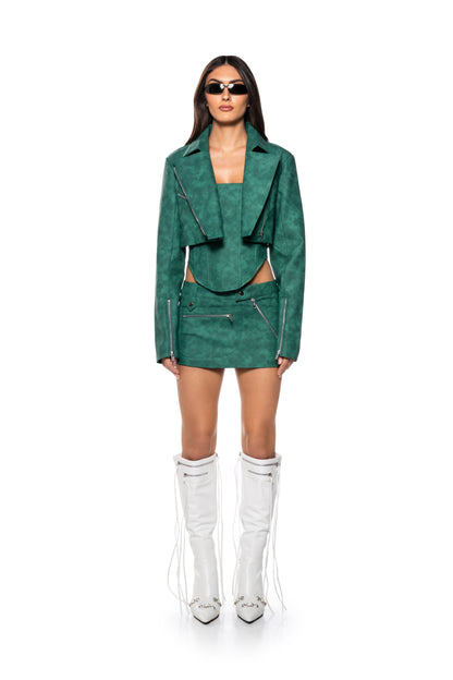LUCKY ME MOTO FAUX LEATHER SKIRT
