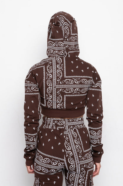 LUX PRINTED CROP HOODIE