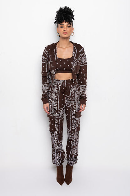 LUX PRINTED CROP HOODIE