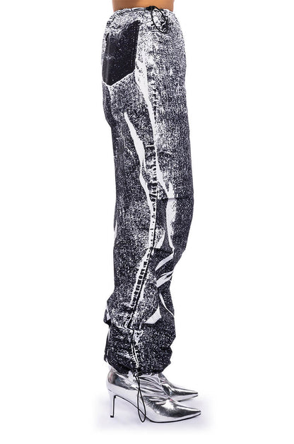 MACY FAUX DENIM LOOK PARACHUTE PANT