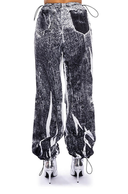 MACY FAUX DENIM LOOK PARACHUTE PANT