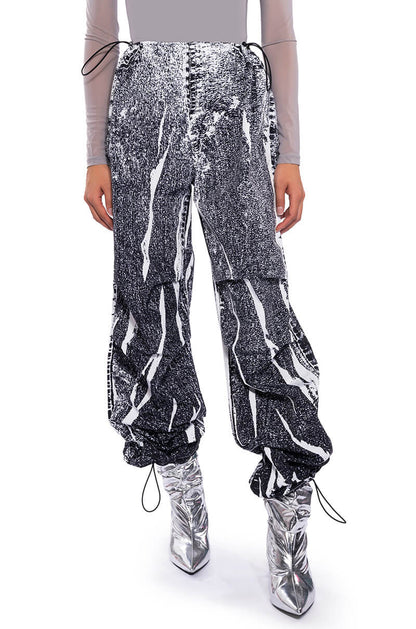 MACY FAUX DENIM LOOK PARACHUTE PANT