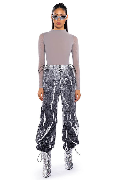 MACY FAUX DENIM LOOK PARACHUTE PANT