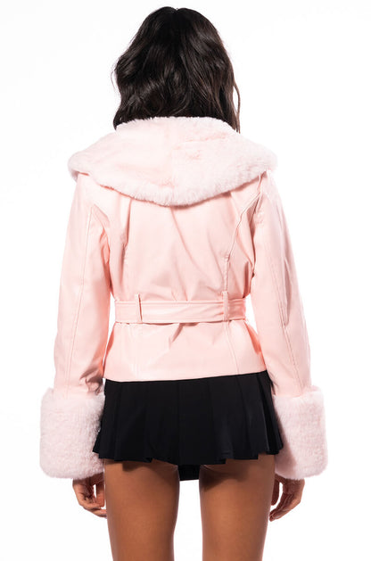 MADDIE Y2K BLACK FUR TRIM BLAZER