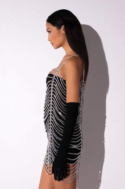 MADE YOU LOOK RHINESTONE MINI DRESS