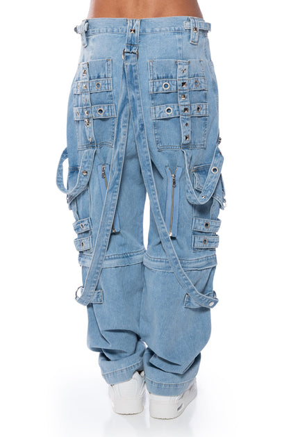 MAKE A MOVE EXTRA WIDE BAGGY CARGO JEANS