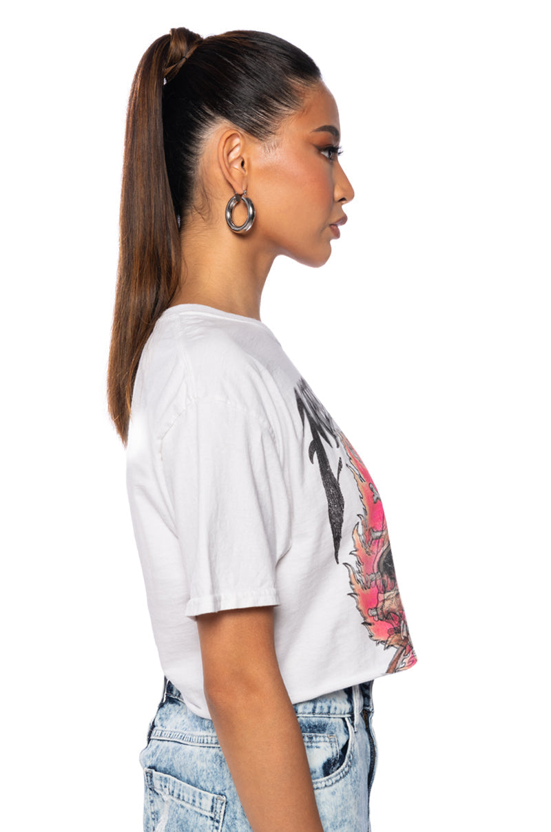 METALLICA FLORAL SKULL CROPPED T SHIRT