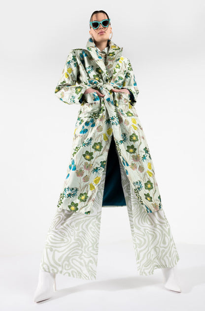 MILAN FASHION WEEK TAPESTRY TRENCH COAT