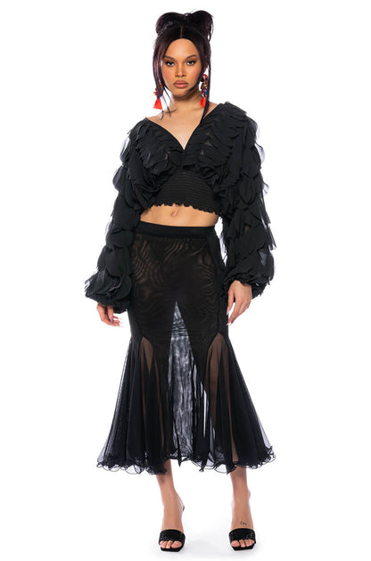 MILANIA LAYERED CHIFFON DEEP V BLOUSE