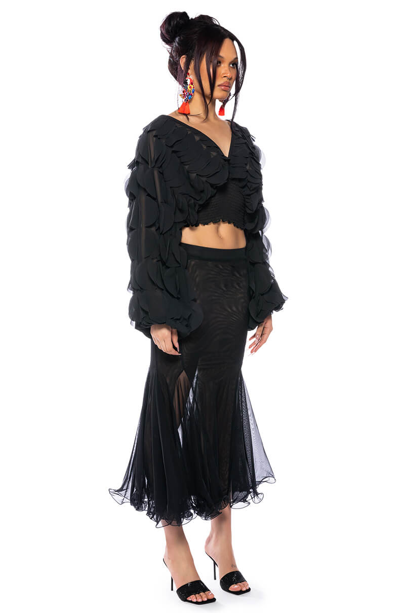 MILANIA LAYERED CHIFFON DEEP V BLOUSE