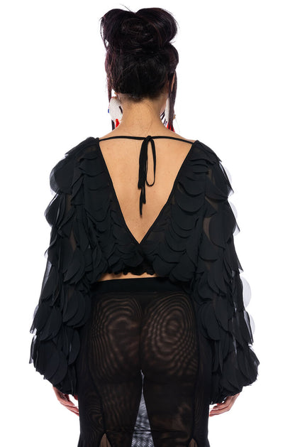 MILANIA LAYERED CHIFFON DEEP V BLOUSE