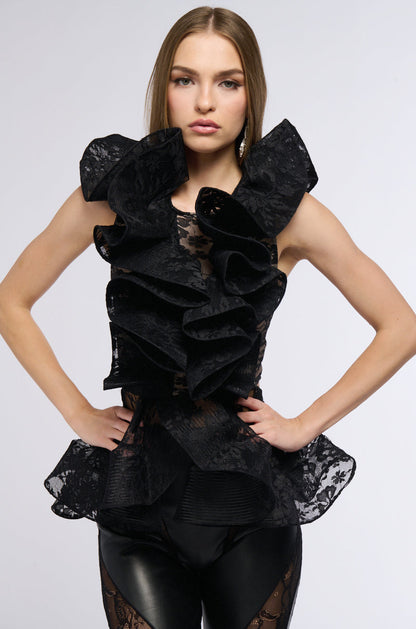 MISS FASHIONISTA SLEEVELESS LACE BLOUSE