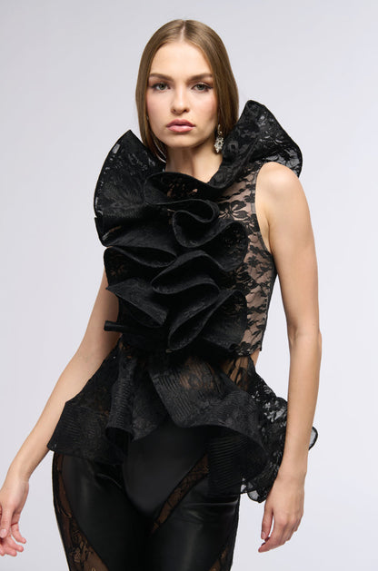 MISS FASHIONISTA SLEEVELESS LACE BLOUSE
