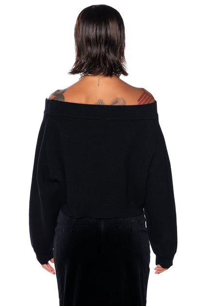 MISS PERFECTION OFF THE SHOULDER SWEATER