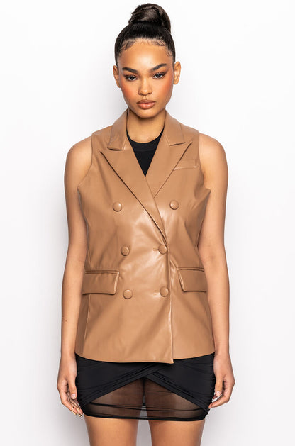 LEXI PU BLAZER VEST