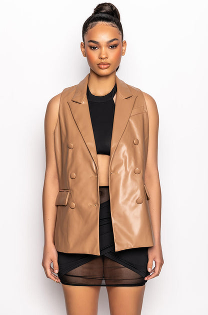 LEXI PU BLAZER VEST